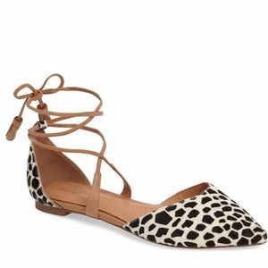 Halogen calf hair wrap up flats